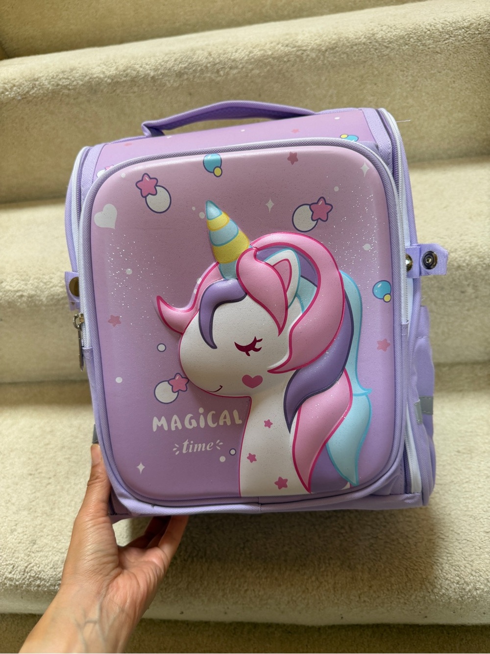 Magical Unicorn Kids School Backpack - Lavender Pink
